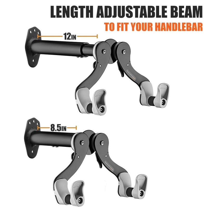 Ibera Horizontal Wall Mount Hanger, Indoor Bicycle Hook Holder Storage Rack for Home or Garage, 45 Degree Adjustable Angle to Keep Bike Level - Image 2
